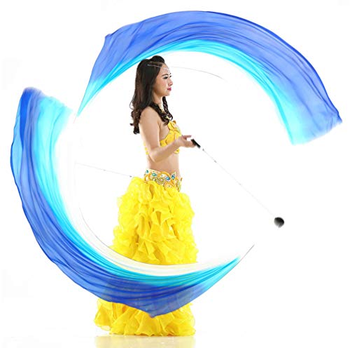 KIKIGOAL Buy KIKIGOAL 2pcs Multi-Color Dance Silk Veil Poi 2.5x0.9M - Gradual Blue for Stunning Performances