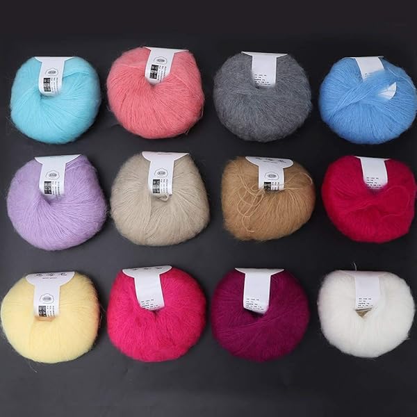 Hilitand Soft Mohair Angora Wool Yarn for DIY Knitting & Crochet - 12 Vibrant Colors Set - View 3 of 7