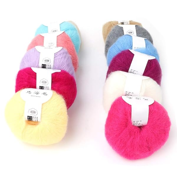 Hilitand Soft Mohair Angora Wool Yarn for DIY Knitting & Crochet - 12 Vibrant Colors Set - View 5 of 7