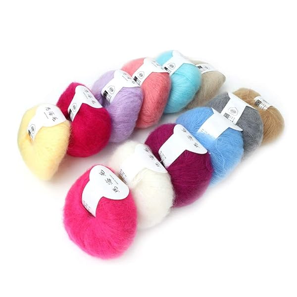 Hilitand Soft Mohair Angora Wool Yarn for DIY Knitting & Crochet - 12 Vibrant Colors Set - View 7 of 7