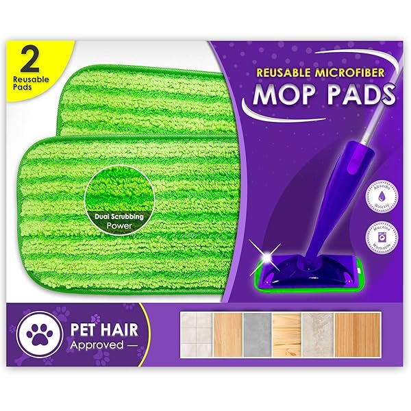 Turbo Microfiber Eco-Friendly Reusable Floor Mop Pads - Swiffer Wet Jet Compatible, 12-Inch Microfiber Refills (2 Pack) - Machine Washable Cleaning Supplies