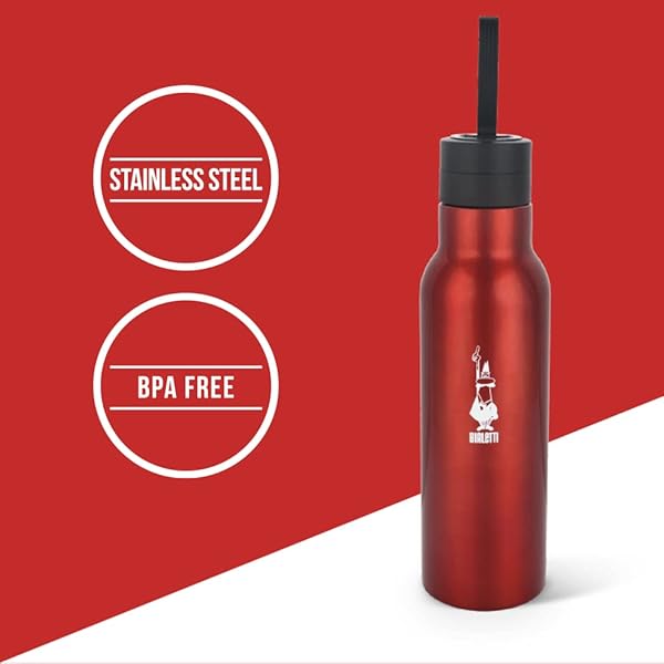 Bialetti Bialetti Stainless Steel Water Bottle 25oz Double Layered Vacuum Insulated Keeps Drinks Cold for 24 Hours Hot for 12 Hours Red - View 4 of 5