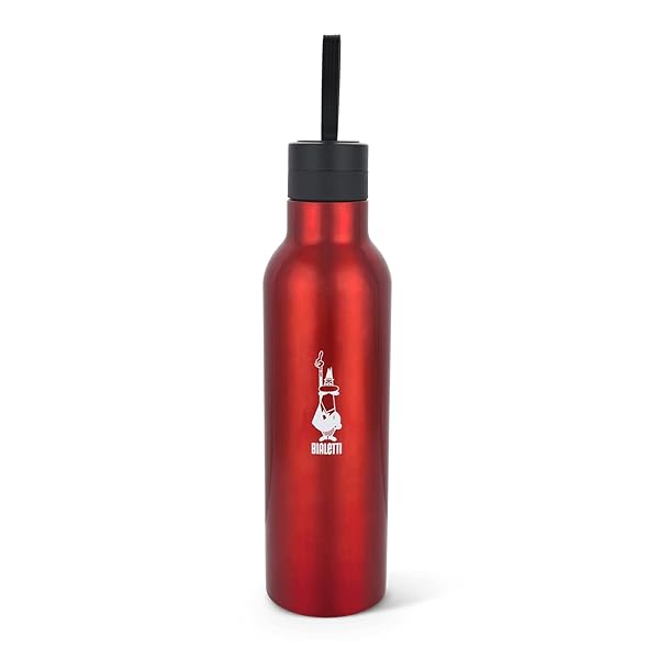 Bialetti Bialetti Stainless Steel Water Bottle 25oz Double Layered Vacuum Insulated Keeps Drinks Cold for 24 Hours Hot for 12 Hours Red