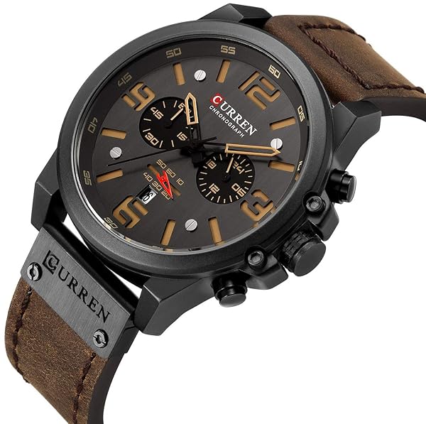 Gosasa Buy Gosasa Men's Sport Chronograph Quartz Watch - Brown Leather, 30M Waterproof, Military Style - View 3 of 7