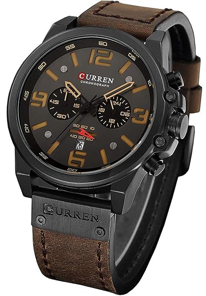 Buy Gosasa Men's Sport Chronograph Quartz Watch - Brown Leather, 30M Waterproof, Military Style