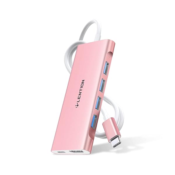 LENTION Buy LENTION 3.3FT USB C Multiport Hub: 4K HDMI, 4 USB 3.0, Type C Charging for MacBook Pro/Air/iMac - Fast & Reliable Adapter