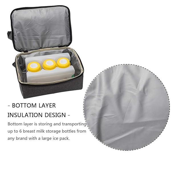 MOMIGO Breast Pump Backpack Cooler Moistureproof Double Layer USB Charging Large Grey Black for Outdoor Working Mothers - View 4 of 7