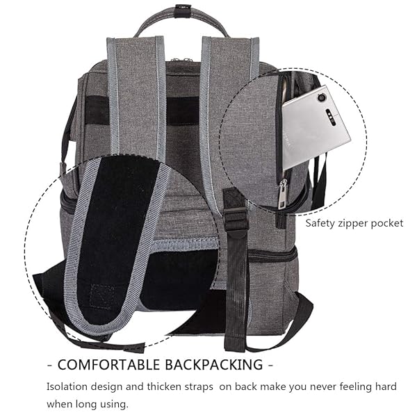 MOMIGO Breast Pump Backpack Cooler Moistureproof Double Layer USB Charging Large Grey Black for Outdoor Working Mothers - View 6 of 7