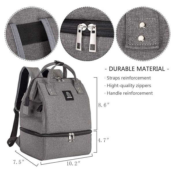 MOMIGO Breast Pump Backpack Cooler Moistureproof Double Layer USB Charging Large Grey Black for Outdoor Working Mothers - View 7 of 7