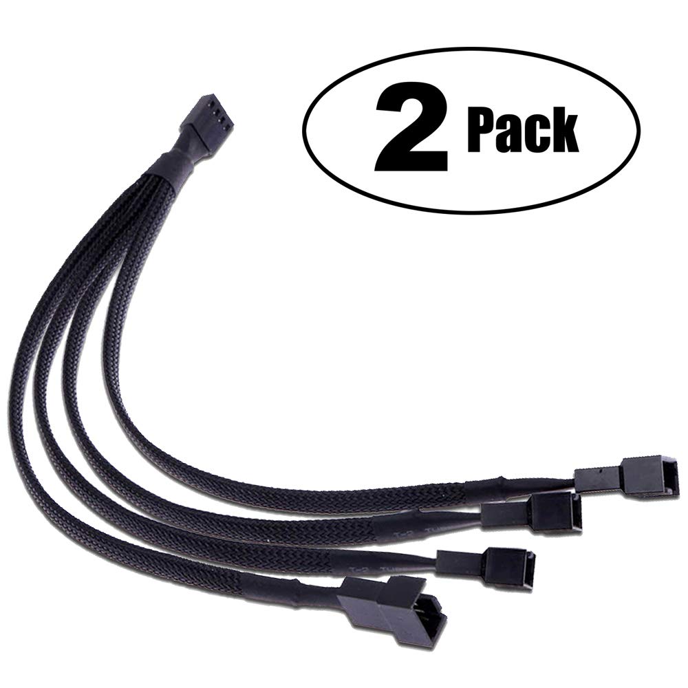 TeamProfitcom TeamProfitcom 4 Pin PWM Fan Splitter Cable - 2 Pack Braided Y Adapter for Desktop CPU Fans (10 inches) - View 2 of 5