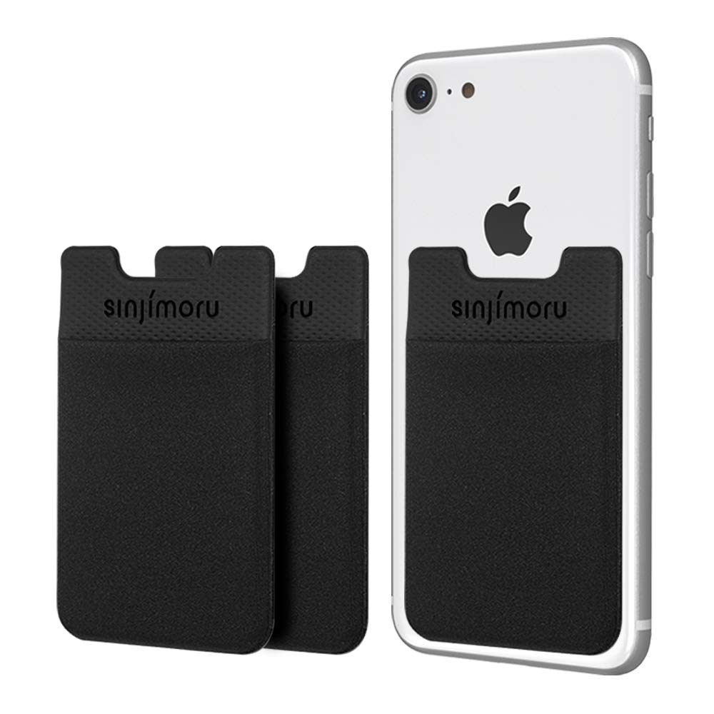 Sinjimoru Sinjimoru Basic Cell Phone Wallet - Adhesive Card Holder for iPhone | 3 Pack Black Sinji Pouch