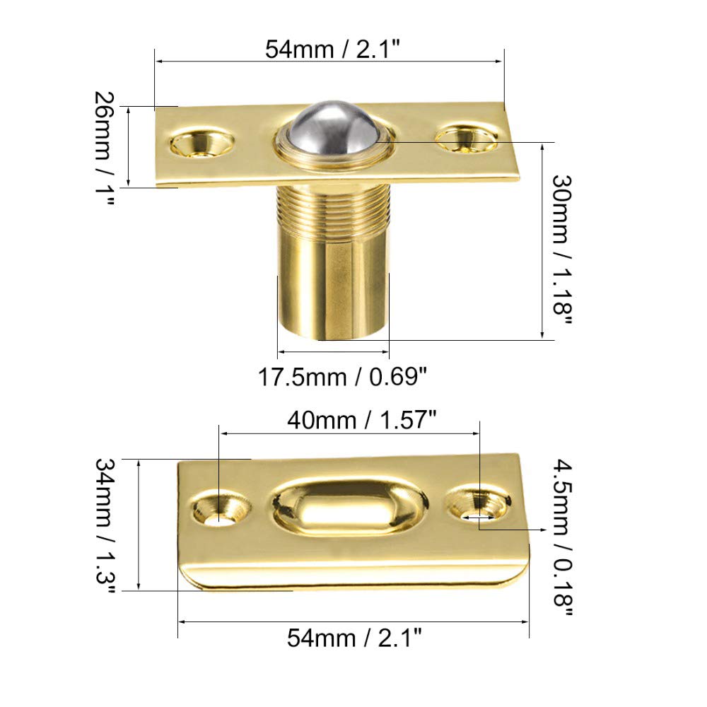 SAISN SAISN Adjustable Ball Catch Door Hardware for Closet and French Doors Pack of 2 Gold Finish - View 2 of 9