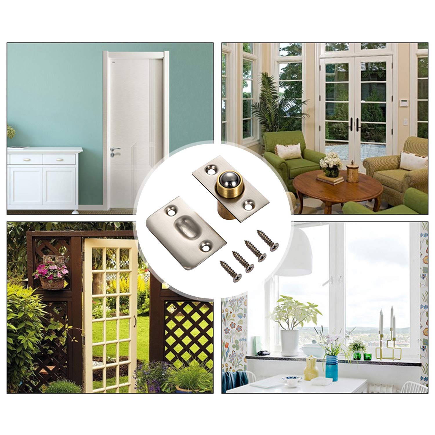 SAISN SAISN Adjustable Ball Catch Door Hardware for Closet and French Doors Pack of 2 Gold Finish - View 5 of 9