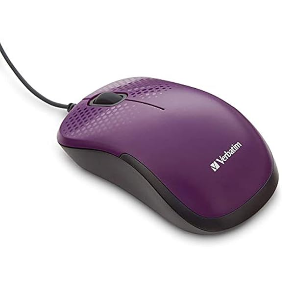 Verbatim Silent Corded Optical Mouse in Purple for Smooth Navigation and Comfort Ideal for Home and Office Use