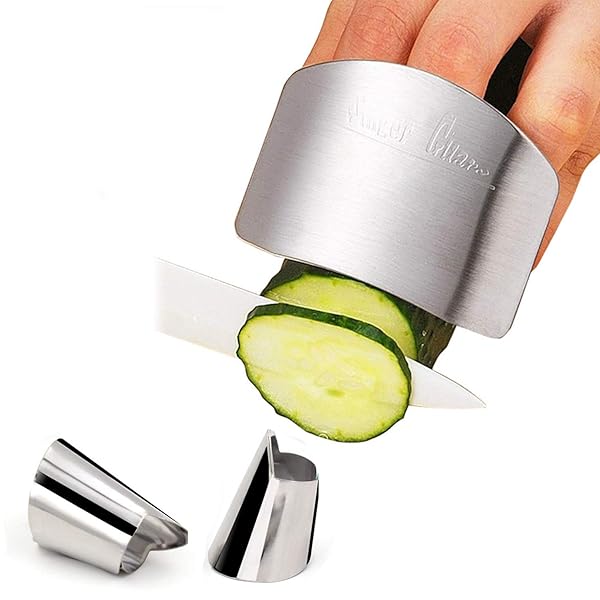 Xemz Finger Guard Cutting Protector Stainless Steel Adjustable Kitchen Safe Tool for Slicing Chopping Dicing 3 PCS