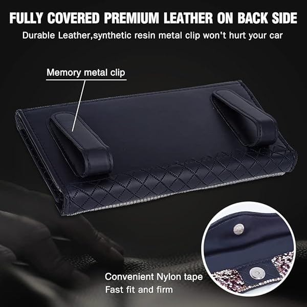 eing Car Sun Visor Tissue Box Holder Bling Crystal PU Leather Backseat Tissue Case for Women Purple 1 Pack - View 3 of 6