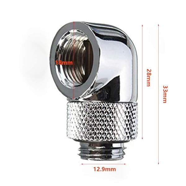 Floratek Floratek 90 Degree Fitting Male to Female Extender Adapter for Water Cooling 4-Pack Silver Metal Rigid PETG Tubing Connector - View 4 of 10