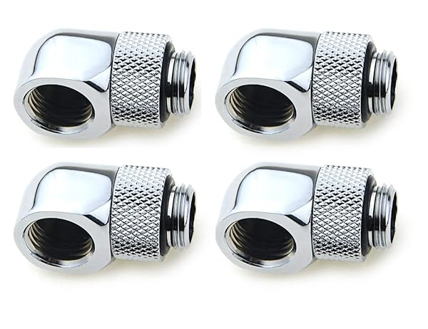 Floratek Floratek 90 Degree Fitting Male to Female Extender Adapter for Water Cooling 4-Pack Silver Metal Rigid PETG Tubing Connector - View 9 of 10