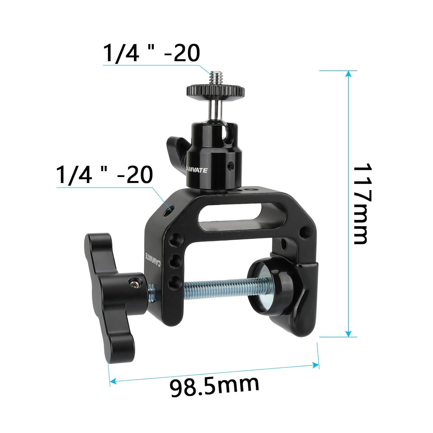 CAMVATE CAMVATE Heavy Duty C Clamp Articulated Ball Head Support Holder with Black Locking Knob 2171 - View 2 of 6