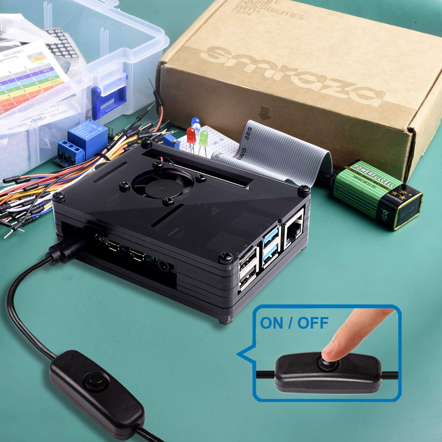 Smraza Smraza Raspberry Pi 4 Case with Cooling Fan and Heatsinks USB-C Power Supply for Raspberry Pi 4 Model B Black - View 8 of 9