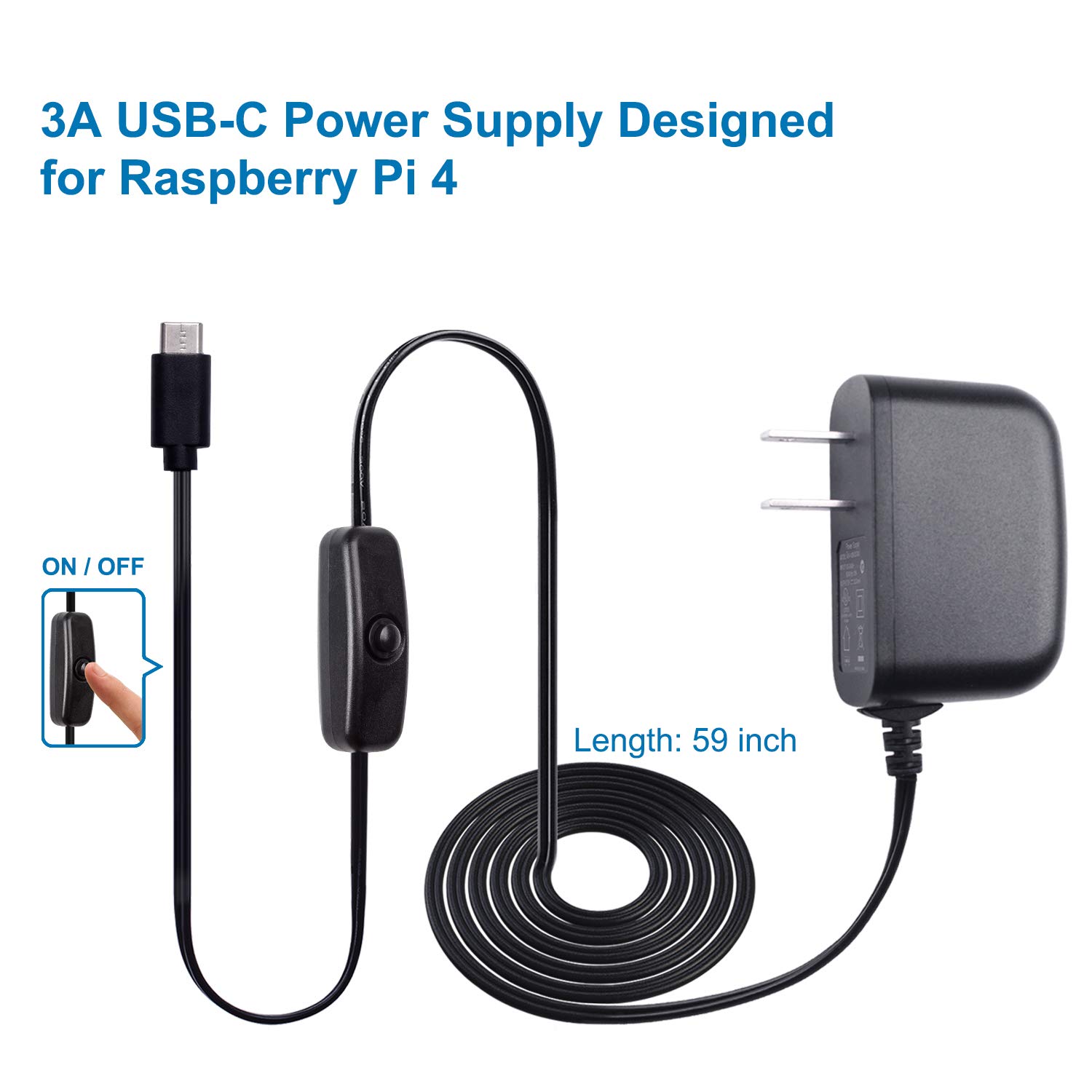 Smraza Smraza Raspberry Pi 4 Case with Cooling Fan and Heatsinks USB-C Power Supply for Raspberry Pi 4 Model B Black - View 9 of 9