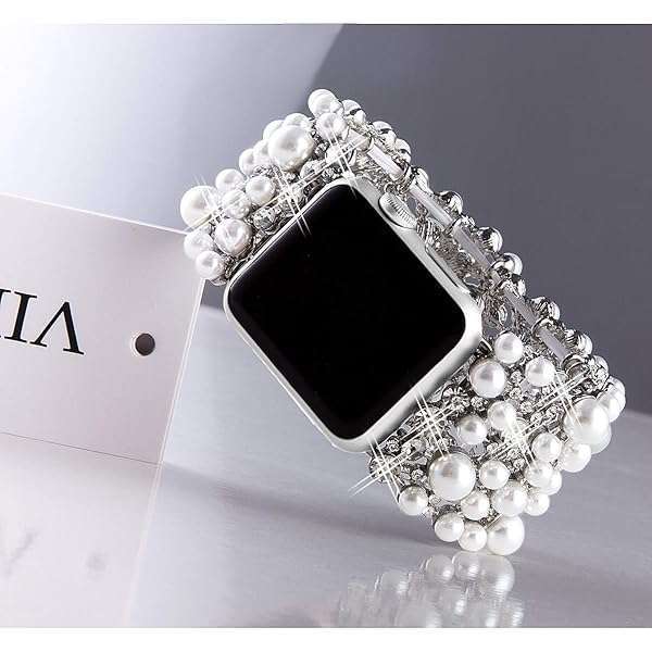 VIQIV VIQIV Bling Bands for Apple Watch: Stylish Rhinestone & Pearl Bracelet for Series SE, 9, 8, 7, 6, 5, 4, 3, 2 & Ultra - View 5 of 10