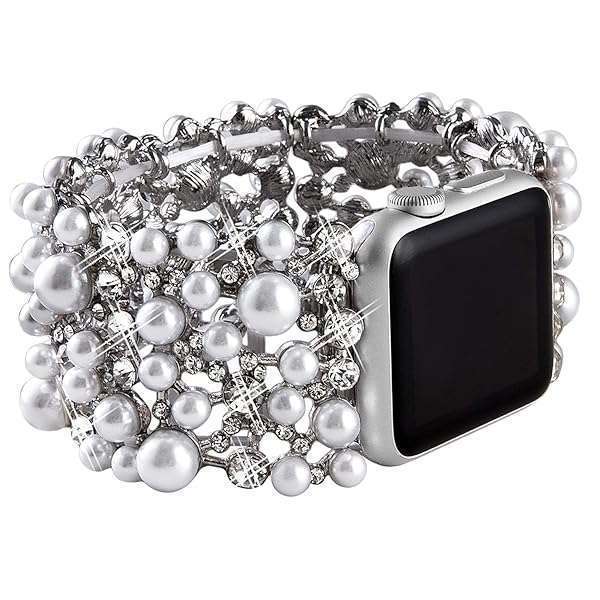 VIQIV VIQIV Bling Bands for Apple Watch: Stylish Rhinestone & Pearl Bracelet for Series SE, 9, 8, 7, 6, 5, 4, 3, 2 & Ultra - View 9 of 10