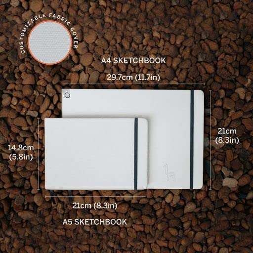 ETCHR Etchr A4 Landscape Sketchbook - 100% Cotton Hot Press Mixed Media Hardcover, 52 Pages, Customizable Cover - Perfect for Artists - View 4 of 8