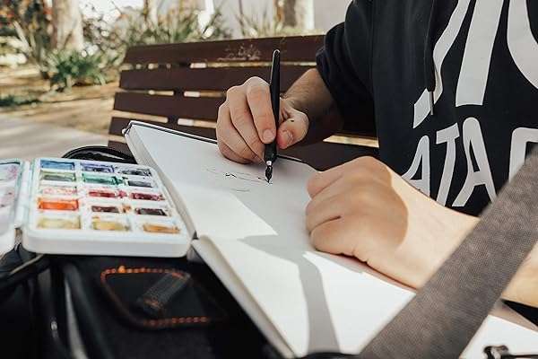 ETCHR Etchr A4 Landscape Sketchbook - 100% Cotton Hot Press Mixed Media Hardcover, 52 Pages, Customizable Cover - Perfect for Artists - View 8 of 8