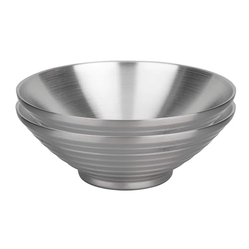 IMEEA IMEEA Stainless Steel Soup Bowls Double Walled Ramen Bowls for Udon Soba Pho 9.5 Inch Set of 2