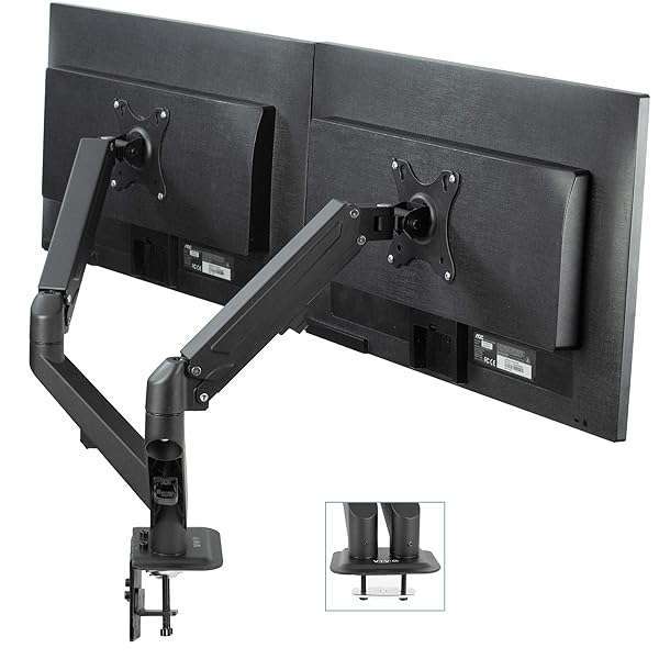 VIVO "VIVO Dual Monitor Arm for 17-27" Screens - Adjustable Desk Mount Stand, Tension Spring, Black - STAND-V102O"