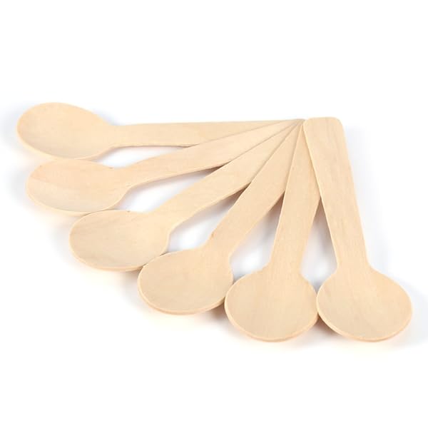 100 Pcs Mini Wooden Spoons for Ice Cream & Desserts - 10cm Disposable Flatware Cutlery