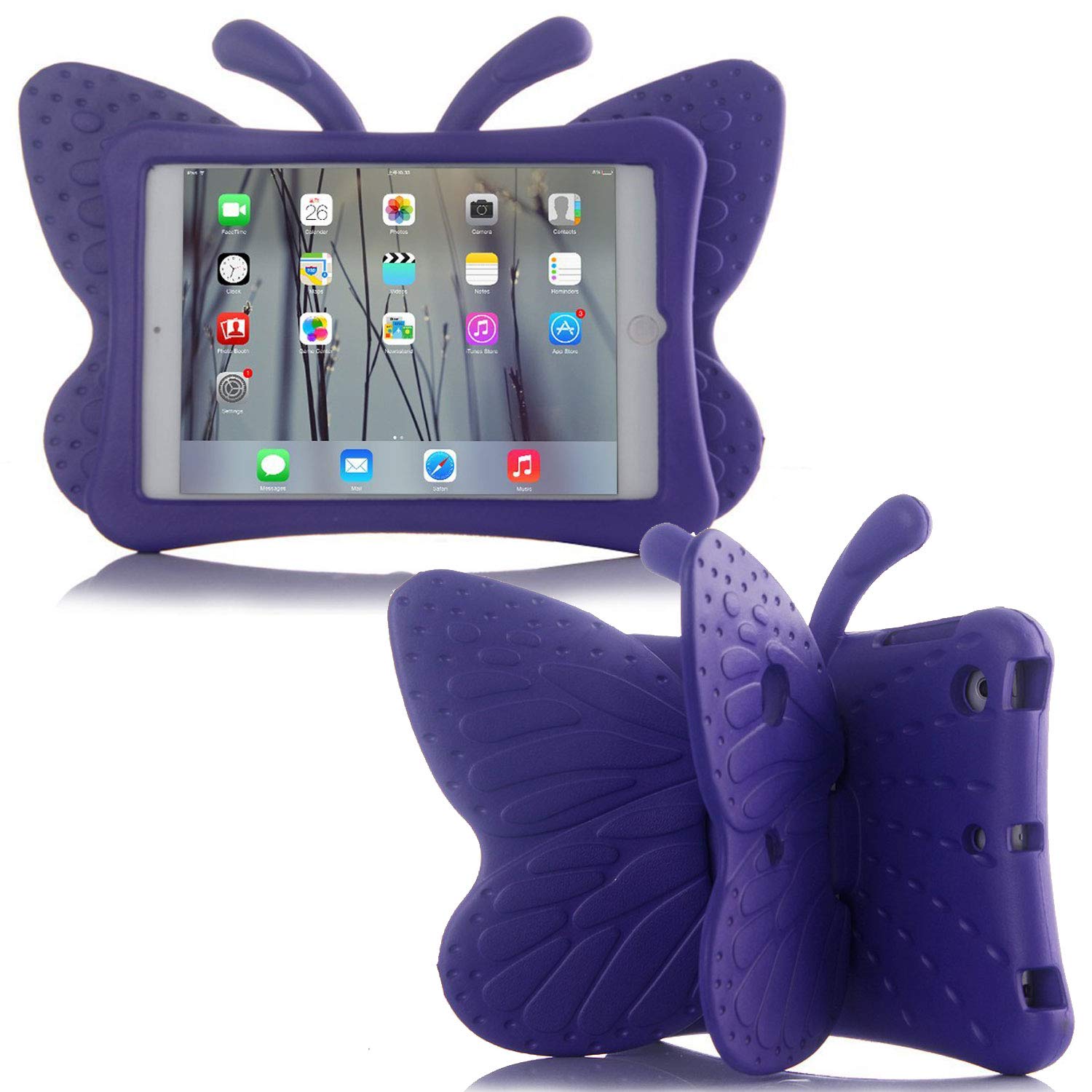 Simicoo Simicoo EVA Butterfly Case for iPad 9, 8, 7, Air 3 & Pro 10.5 - Shockproof, Kids-Friendly, Lightweight Stand Case (Purple)