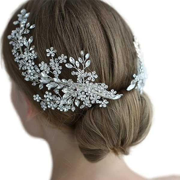 ULAPAN ULAPAN 2 Pack Rhinestone Bride Wedding Headband & Hair Clips - Elegant Accessories for Brides & Bridesmaids