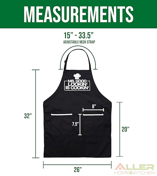 ALLER HOME&KITCHEN Funny Chef Apron for Men Humorous Cooking Apron with Adjustable Straps Deep Pockets Water Stain Resistant Perfect for Gifts - View 3 of 6