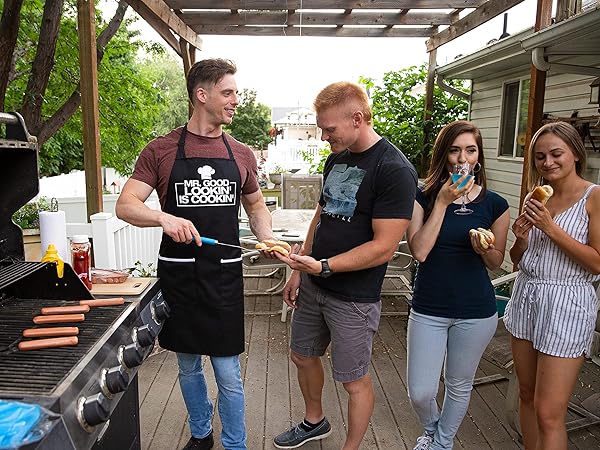 ALLER HOME&KITCHEN Funny Chef Apron for Men Humorous Cooking Apron with Adjustable Straps Deep Pockets Water Stain Resistant Perfect for Gifts - View 5 of 6