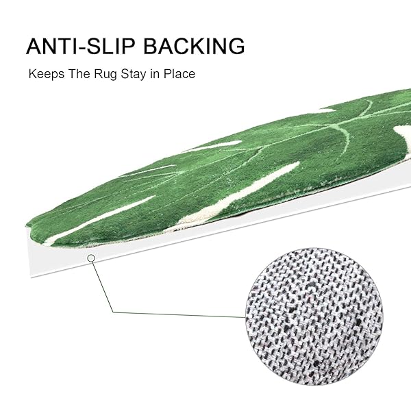 HAOCOO HAOCOO 2x3 Feet Leaves Velveteen Green Non-Slip Bath Mat Soft Microfiber Machine Washable Luxury Rug for Bathroom and Door Decor - View 3 of 7