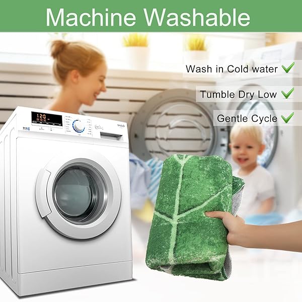 HAOCOO HAOCOO 2x3 Feet Leaves Velveteen Green Non-Slip Bath Mat Soft Microfiber Machine Washable Luxury Rug for Bathroom and Door Decor - View 4 of 7