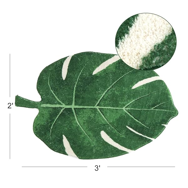 HAOCOO HAOCOO 2x3 Feet Leaves Velveteen Green Non-Slip Bath Mat Soft Microfiber Machine Washable Luxury Rug for Bathroom and Door Decor - View 5 of 7