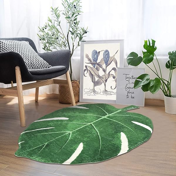 HAOCOO HAOCOO 2x3 Feet Leaves Velveteen Green Non-Slip Bath Mat Soft Microfiber Machine Washable Luxury Rug for Bathroom and Door Decor - View 7 of 7