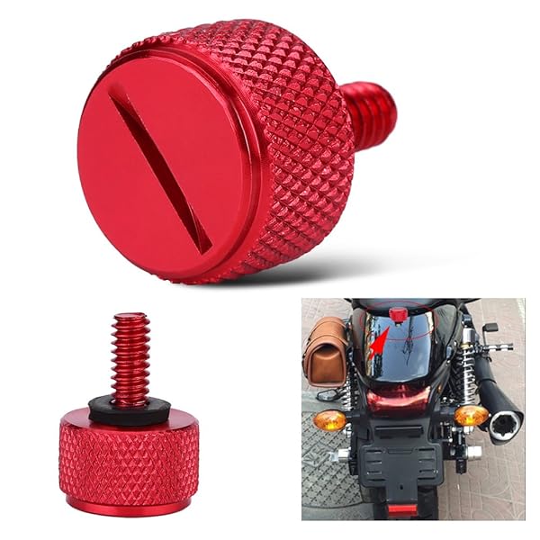 Dweekiy Anodized Aluminum Motorcycle Seat Bolt Mounting Screws - 5 Colors for 1996 & Later Models (Red) - View 4 of 8