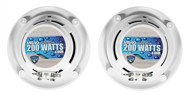 Rockville "Rockville MS40W White 4" Marine Boat Speakers - 200 Watt Compact & Powerful Sound" - View 5 of 7