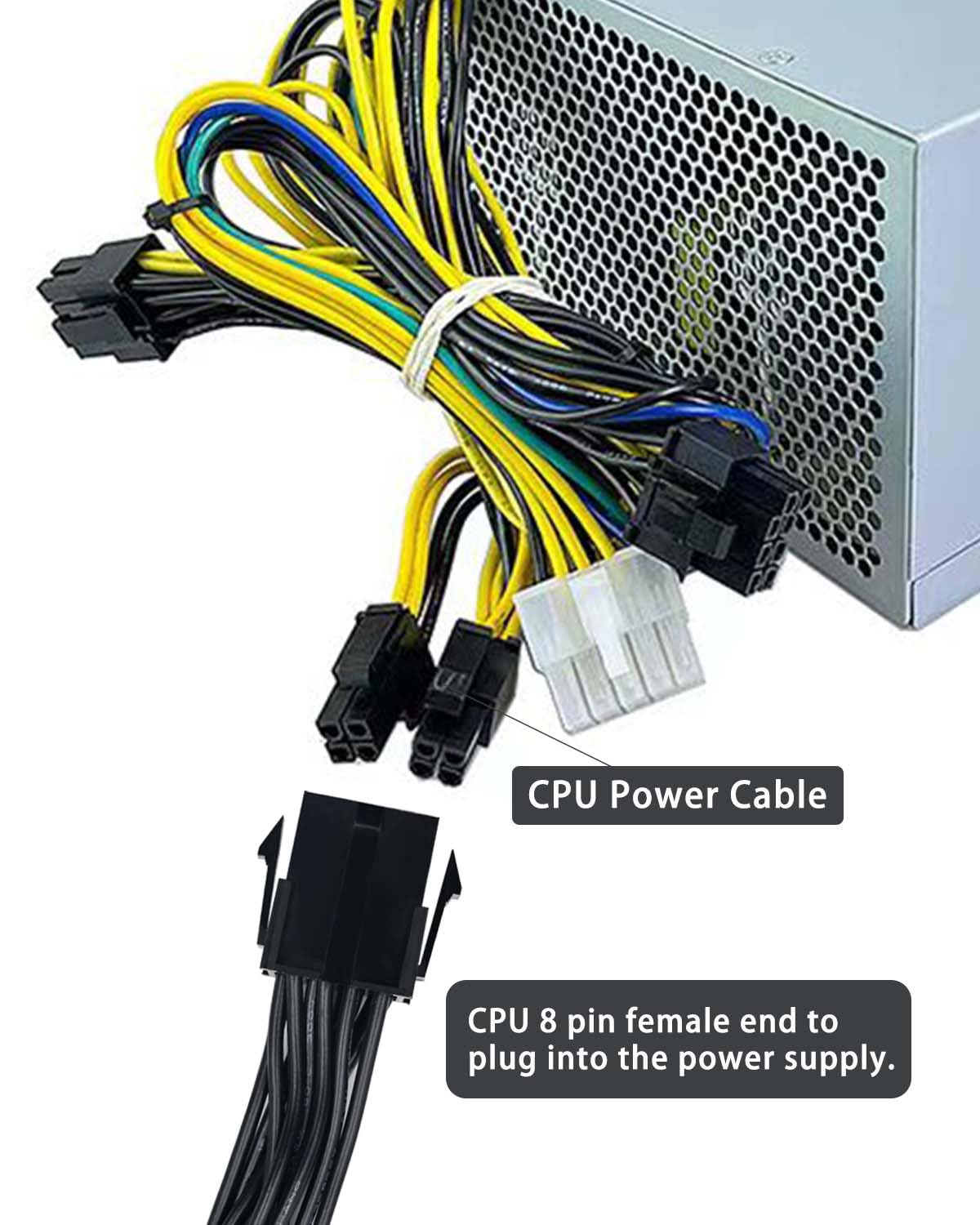 COMeap COMeap 8 Pin to 4 Pin CPU Power Adapter Extension Cable for Motherboard 9.5 inch 24cm Female to Male Converter - View 5 of 7