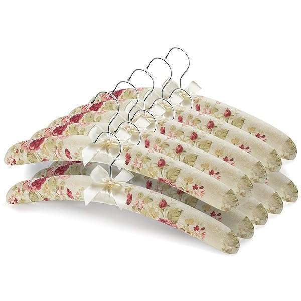 GLCON "GLCON 16" Satin Padded Hangers for Women - No Bump Floral Bridal & Sweater Hangers (Pack of 10) - Perfect for Wedding Dresses & Coats"