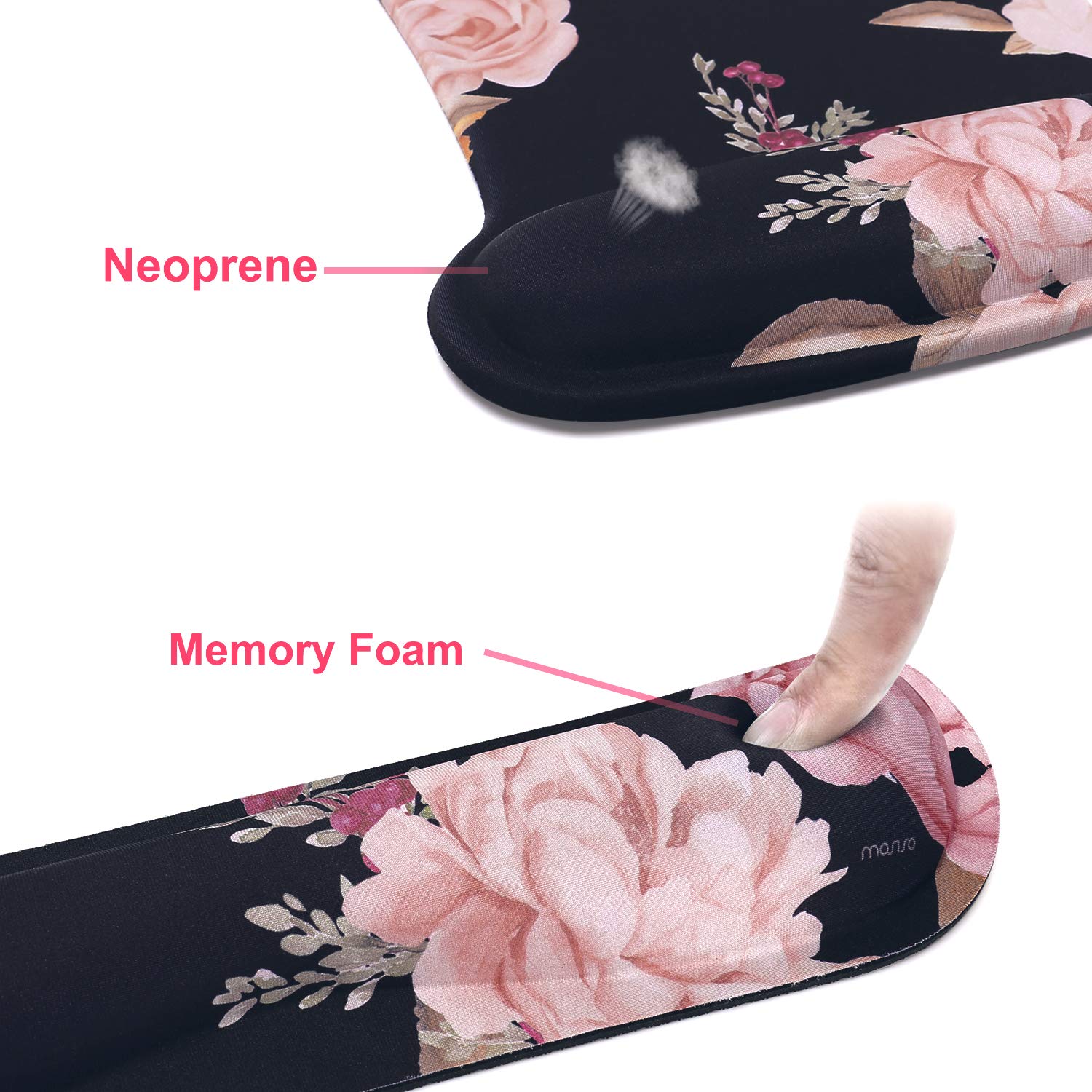 MOSISO MOSISO Ergonomic Wrist Rest Support for Mouse Pad and Keyboard Set Non-Slip Pain Relief Cushion with Memory Foam for Home Office Black - View 4 of 8