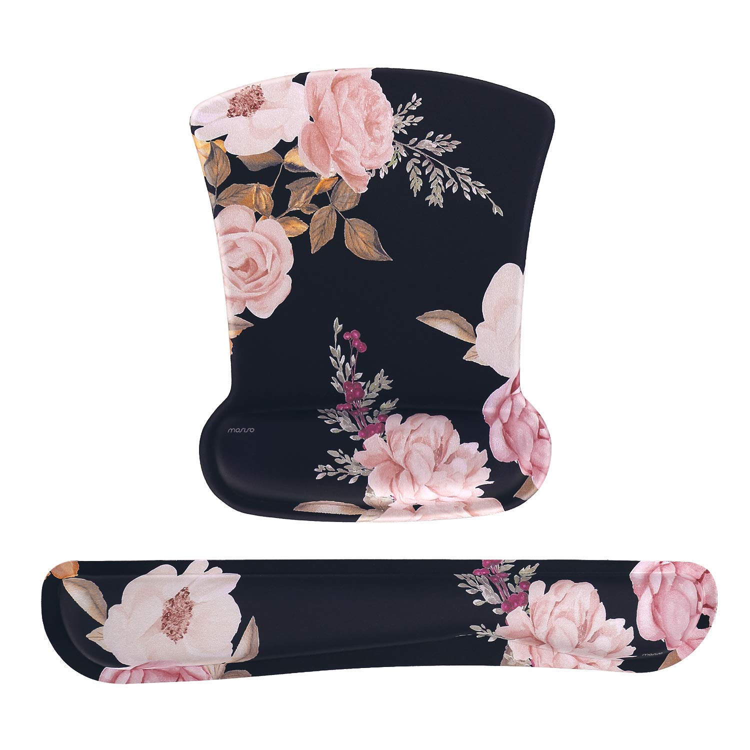 MOSISO MOSISO Ergonomic Wrist Rest Support for Mouse Pad and Keyboard Set Non-Slip Pain Relief Cushion with Memory Foam for Home Office Black