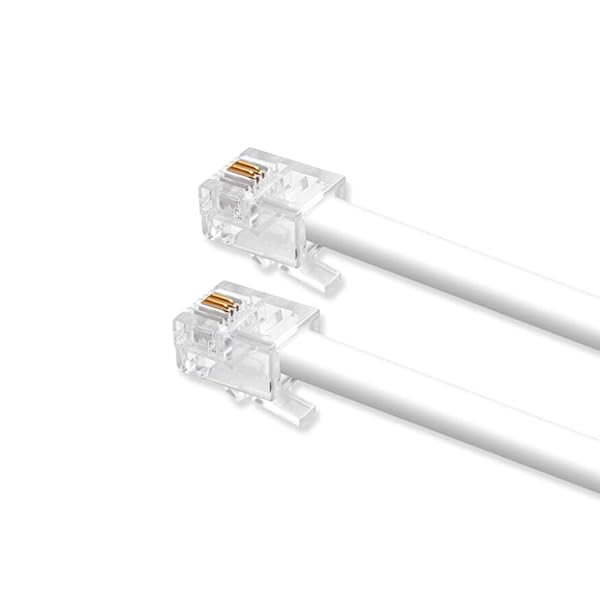 OLIREXD White 15 Feet Telephone Extension Cord Male to Male RJ11 6P2C Cable for Landline Phone Fax Modem Pack of 2 - View 3 of 4