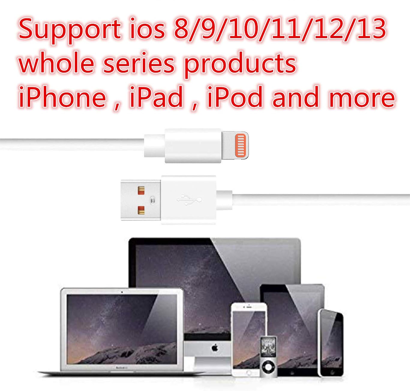 Sharllen iPhone Charger Cable 5 Pack 6FT USB Fast Charging Syncing Cord Compatible with iPhone 14 13 12 11 XS Max XR 8 7 6S iPad White - View 6 of 7