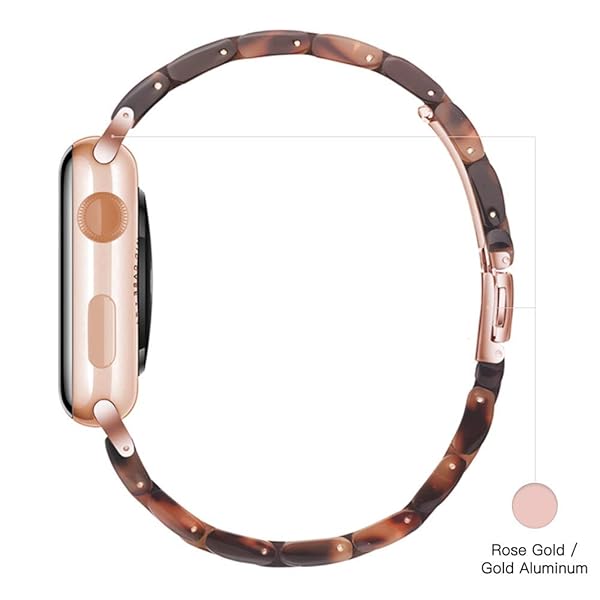 Light House Light Apple Watch Band for Women and Men Compatible with Series 10 9 SE 8 7 6 5 4 3 Tortoise Stone 38mm 40mm 41mm 42mm - View 5 of 8