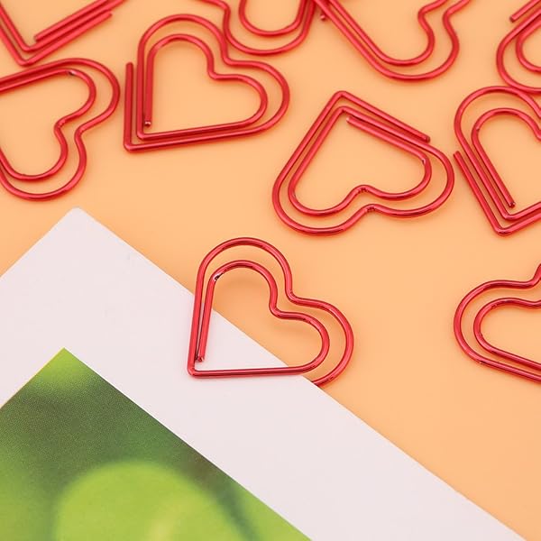 Hztyyier 12 Pcs Heart Shape Paper Clips - Metal Document Clips for School & Office Organization (Red) - View 5 of 9